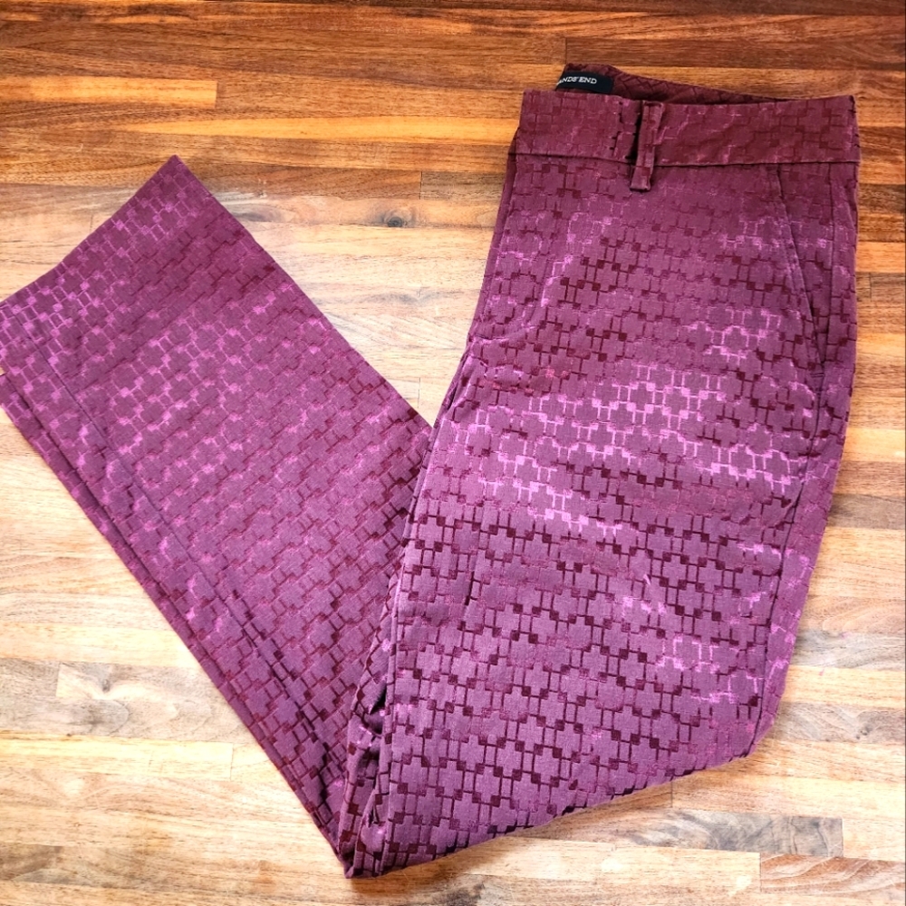 Lands' End Maroon textured pants. Size 8P.
